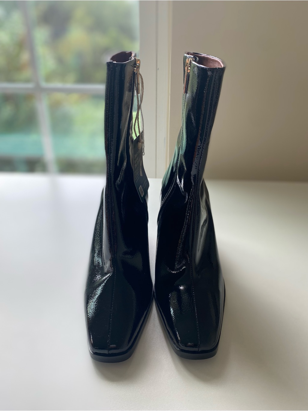 New $399 Bared Kingfisher Black Crinkled Patent Leather Heeled Boots Size Eu 39 — image 4 of 8
